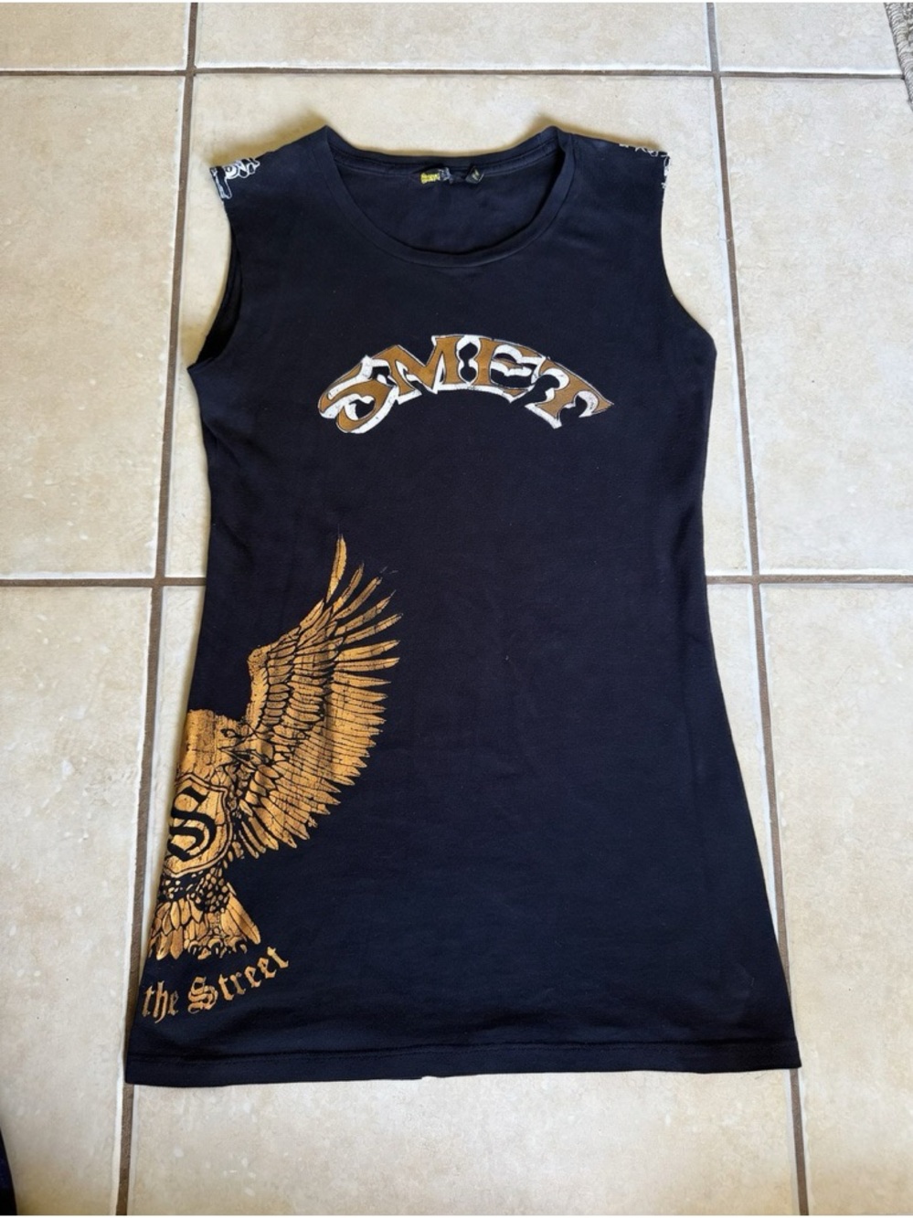 Smet by Christian Audigier (Ed Hardy) black tank top with gold accents Size M